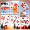 Holiday Candy Pattern Decorations Christmas Static Window Clings for Glass, Decorations, Gingerbread Man Decorative PVC Stickers Windows Cane