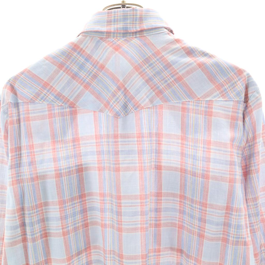 Wrangler 70s Vintage Check Pattern Long Sleeve Western Shirt Light Blue Men's Used