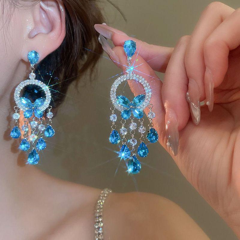 Silver Zircon Butterfly Teardrop Earrings - Luxurious, Elegant & Versatile Jewelry for Women