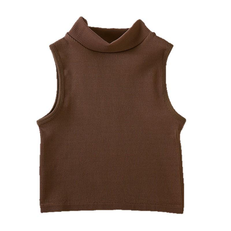 Women s Seamless Ribbed High Neck Sports Vest for Yoga and Running Medium
