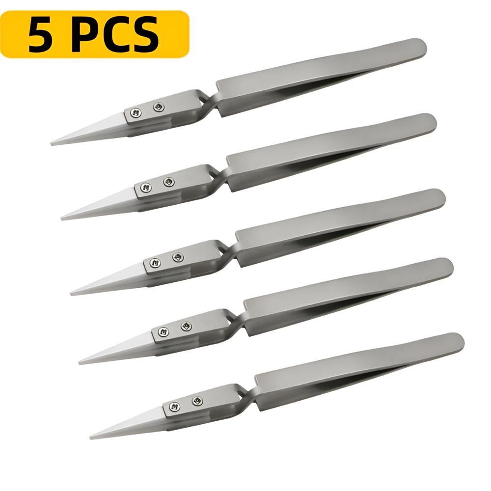 1/3PCS Ceramic Straight Tip Electronic Soldering Tweezers, Anti-Static Reverse Acid Resistant Precision Chuck Ceramic Tweezers