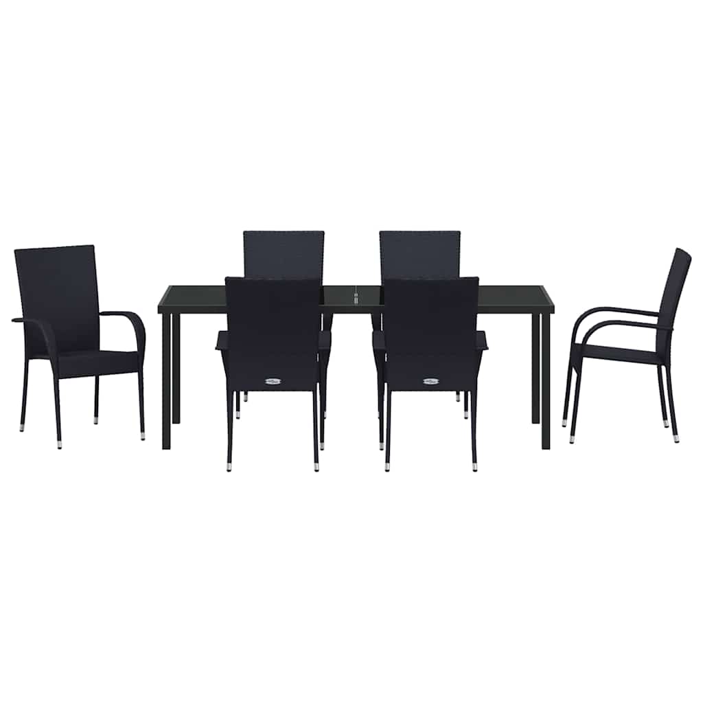 Garden Dining Set 7 pcs Black Powder Coated Steel