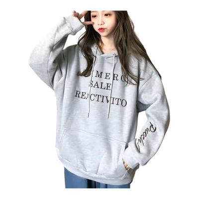 [Dep Club] Trendy Loose Hoodie, Women's, Fleece-lined Sweatshirt, Oversized, Loose, Body Covering, English Letters, Embroidery, Hooded, Lightweight,