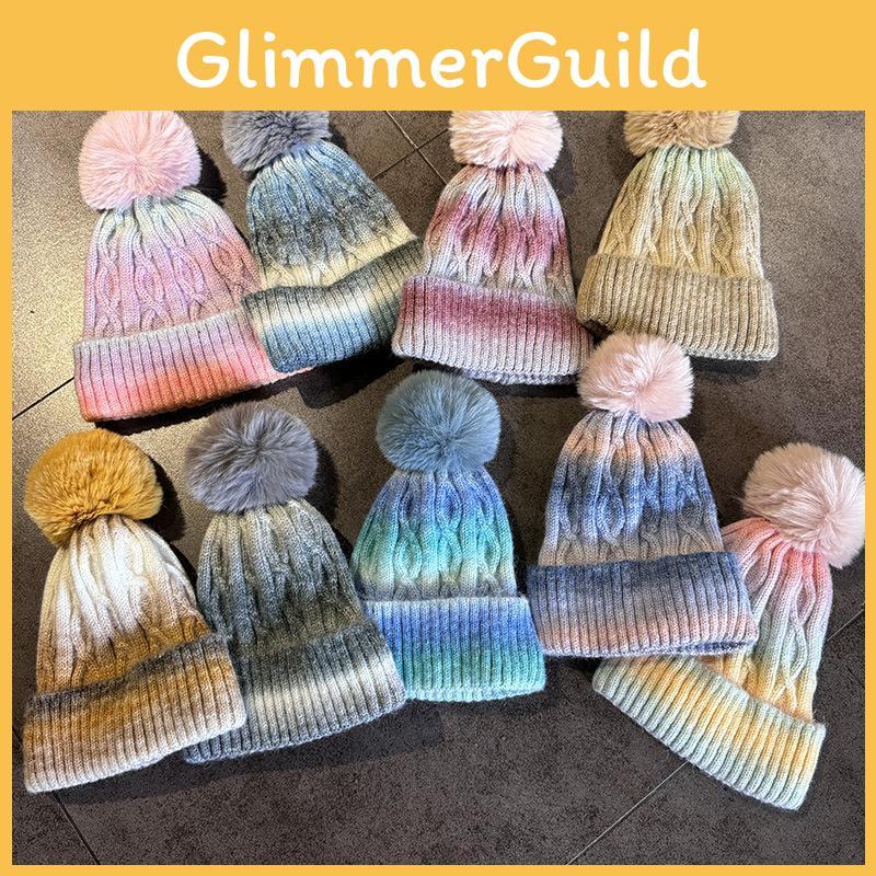 Gradient Color Knit Hat For Men Women With Embellished Warm Cold Season Accessory