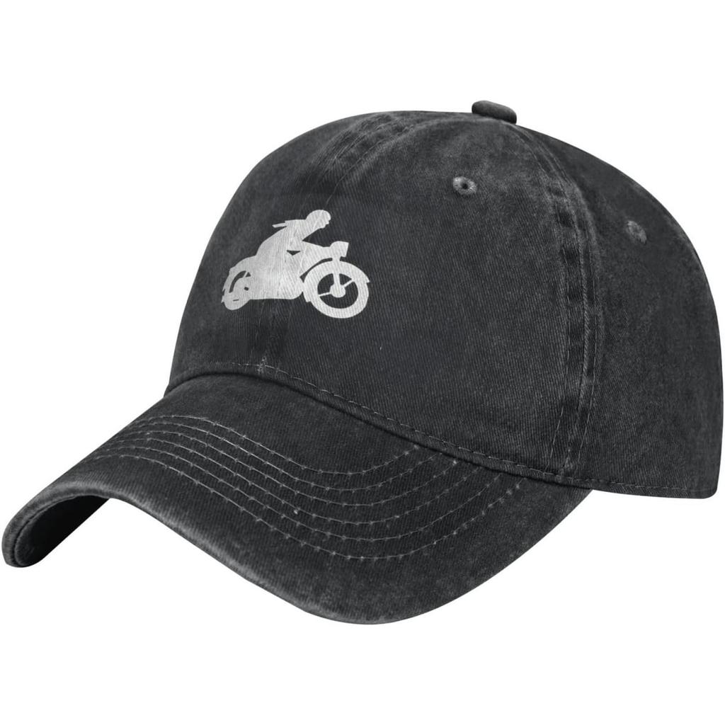 Motorcycle Rider Baseball Cap Washed Cotton Distressed Dad Hat for Unisex Women
