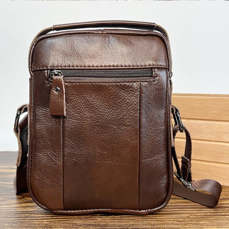 First Layer Cowhide Shoulder Bag Men's Cowhide Messenger Bag Casual Vertical Business Men's Bag Fashion Trend
