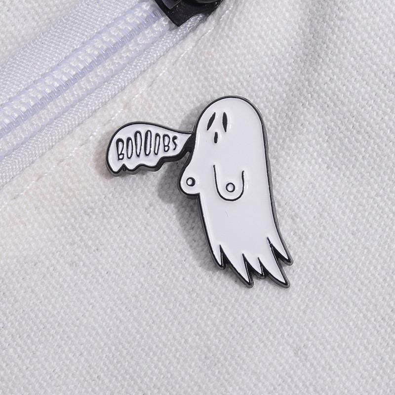 White Ghost Personalized Brooch In Alloy With Fun Cartoon Design For Enthusiasts Halloween