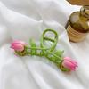 2022 New Claw Clip for Women Fashion Pink 3D Tulip Flower Hair Claws for Ladies  Shark Clip Hair Accessories