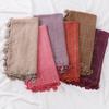 New Muslim Malaysia Women Embroidery Cotton Linen Shimmer Shawl Lace Edge Shawl Hijab Muslim Scarf Women Hijab Cotton