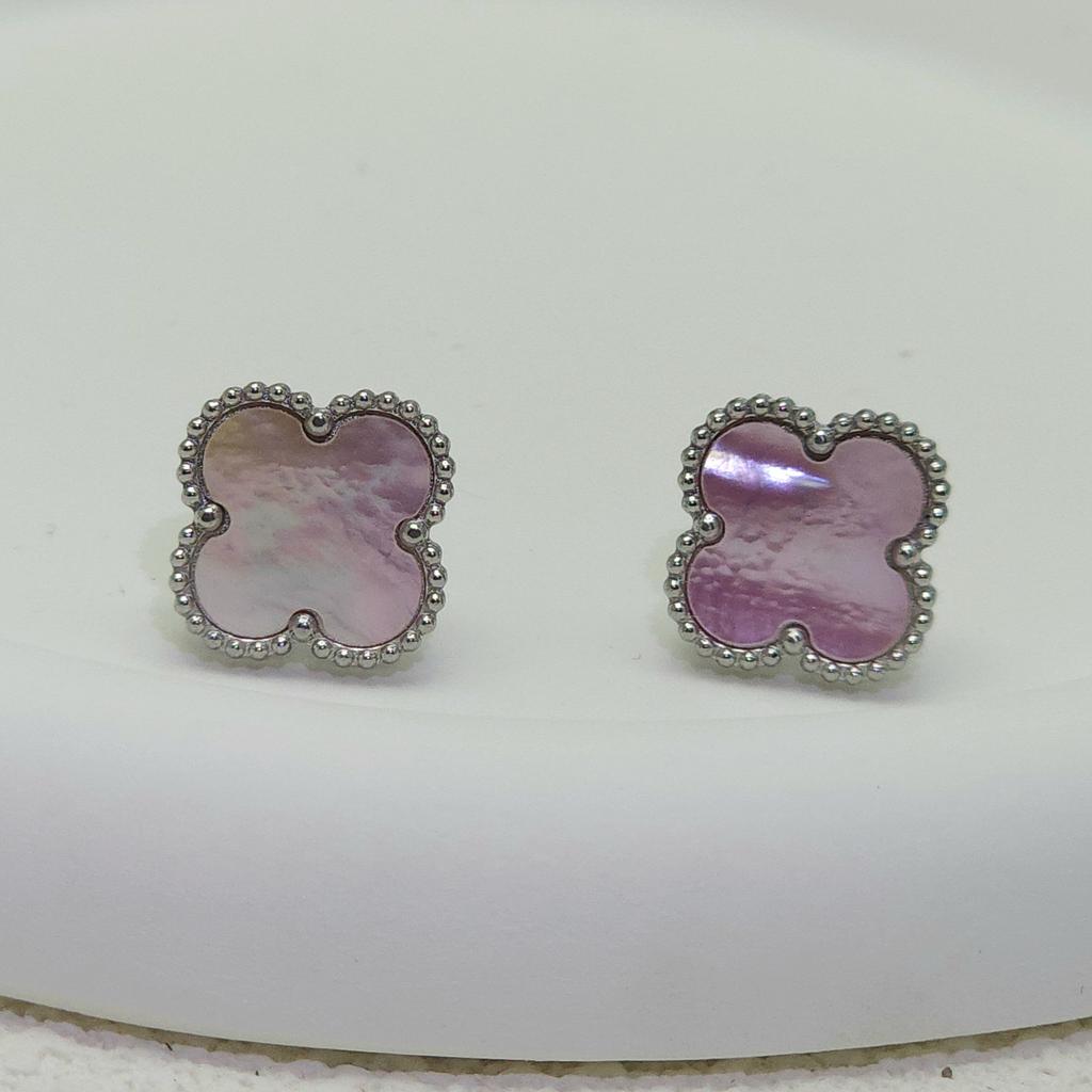 High Quality Titanium Steel Natural Mother-of-pearl Four-leaf Clover Earrings for Women 18K Fashion Premium Earrings