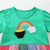 Rainbow Embroidered Princess Dress for Girls Knitted Cotton Tulle Skirt for Young Children