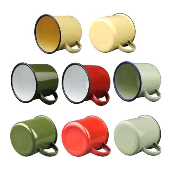 120/240/350/500ML Vintage Enamel Mug with Handle Heat-resistant Large Capacity Tea Milk Water Coffee Drinking Cup Retro Decoration