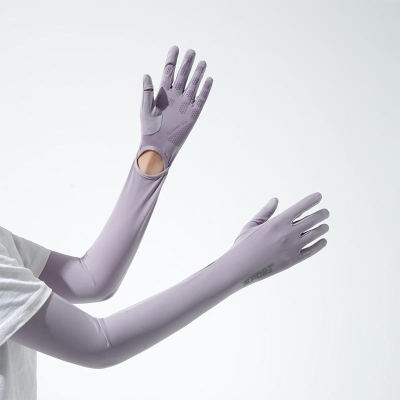 Summer sunscreen sleeves women's UV protection ice silk integrated extended gloves driving sunshade extended arm cover outdoor
