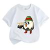 Kids Boys Girls 100% Cotton Crew Neck Short Sleeve T-Shirt, Cute Chicken with Gun Elf Pattern Casual Soft Breathable Summer Tee for Children Daily Wea