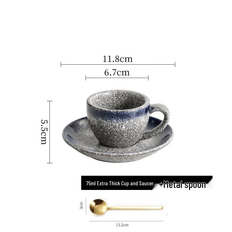 Qiwei Japanese Style Ceramic Latte Art Cup & Saucer Set