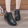 Winter shoes cotton shoes soft-soled medium and short boots velvet warm boots flat-soled grandma cotton leather shoes