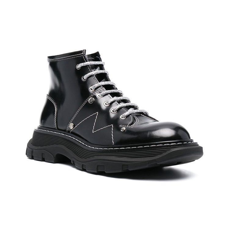 Alexander McQueen Tread Lace up Boots 'Black White' Women's 718366WIC6D1081
