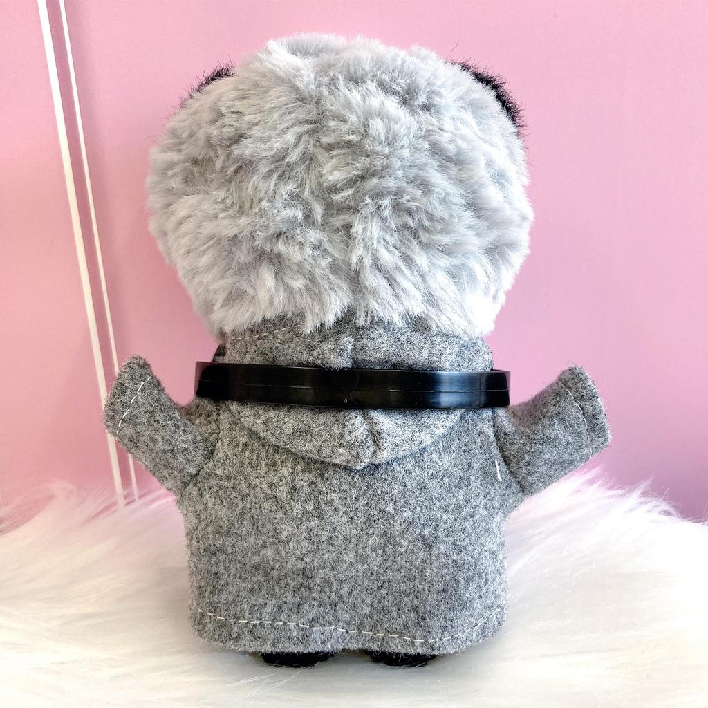 Duffle Coat, Pruhovaná Košile, Kalhoty a Sada Sluchátek pro 10cm Panenku, Šedá, Plyšová Hračka, Kigurumi, Doplňky, Otaku, Panenka, Maskot, Kostým pro Kpop Panenku