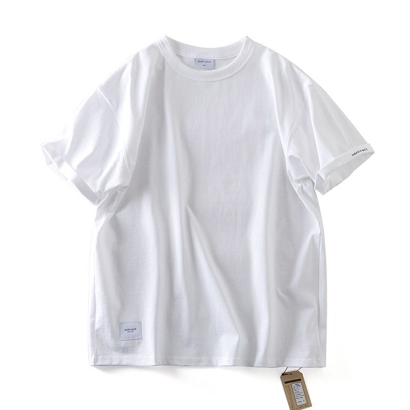 American Retro Heavy Weight Pure Cotton Short Sleeve T-Shirt Men 2024 New Arrival Trendy Base Shirt Export Export Cotton T-shirt