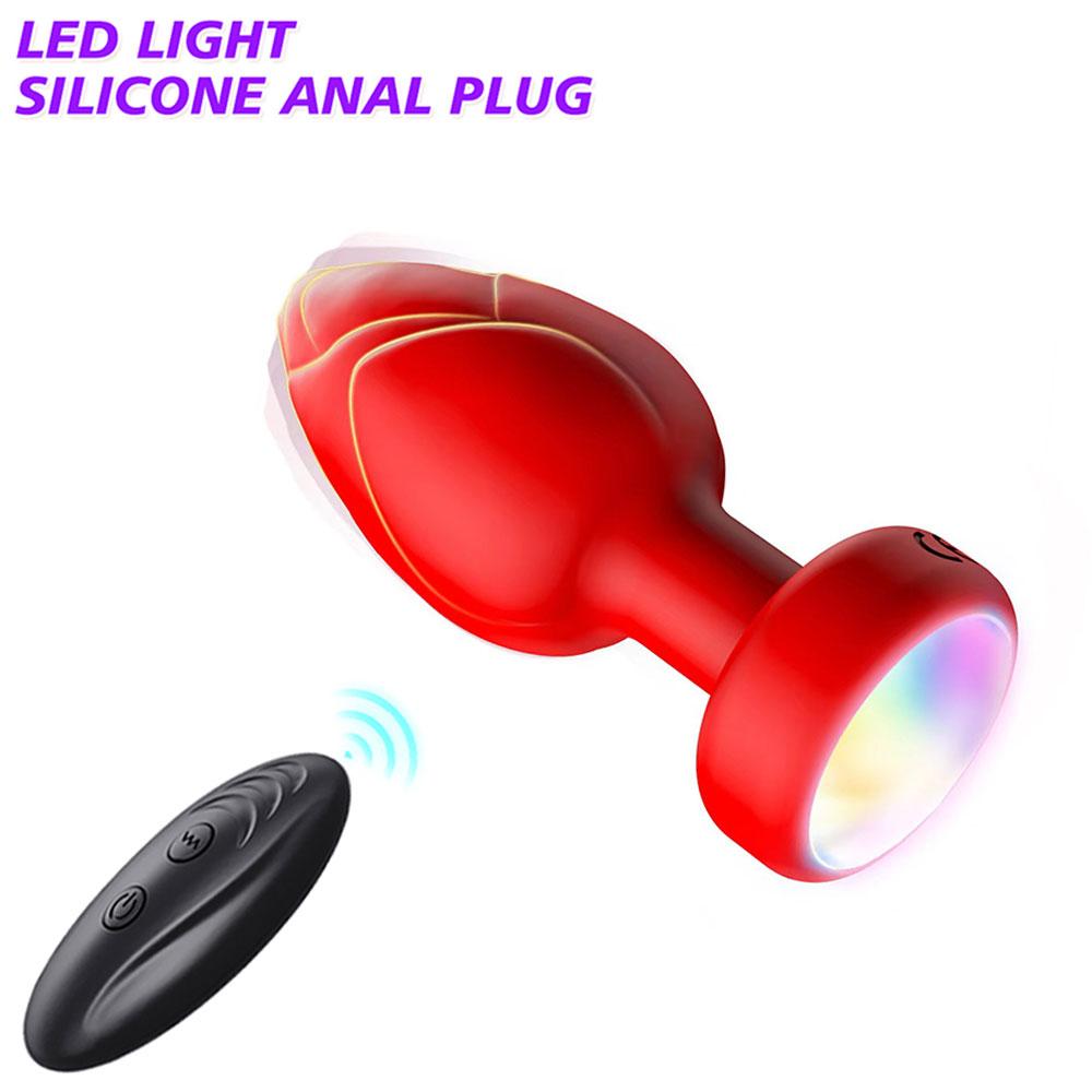 LED Colorful Light Butt Plug for Women Men Anal Plug Vibrator Wireless Remote Control Buttplug Prostate Massager Adults Sex Toys
