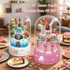 3D Moc Block-Assembled Plastic Flower Carousel Music Box - Sunflower Rose Cake Ferris Wheel Gift For Adults  Girls