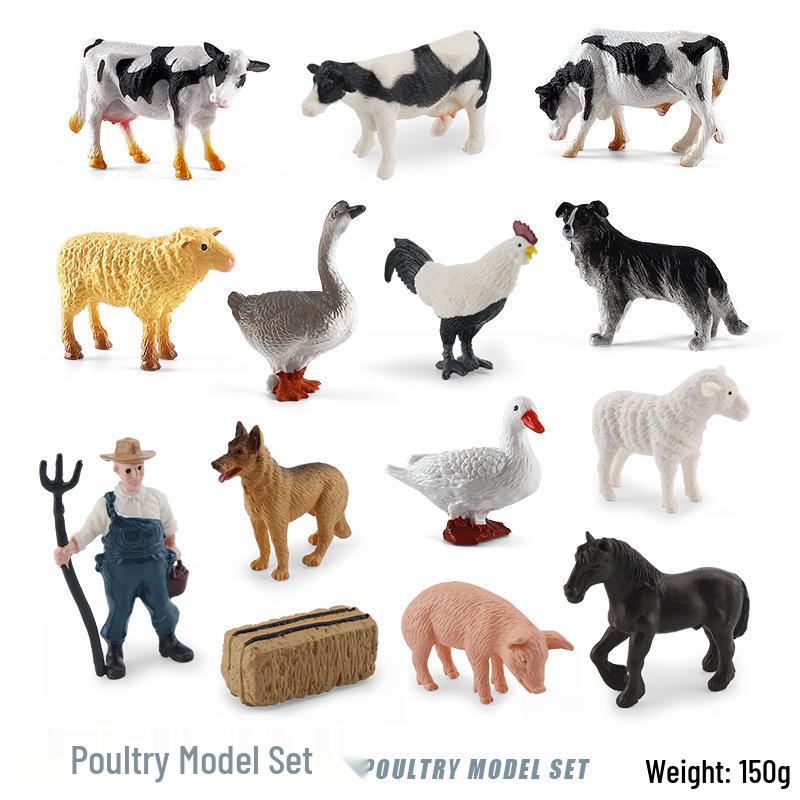 Cross-border Farm Animal Models: Children's Cognitive Toys - Chicken, Duck, Goose, Cow, Sheep, Pig, Horse, Donkey, Cat & Dog