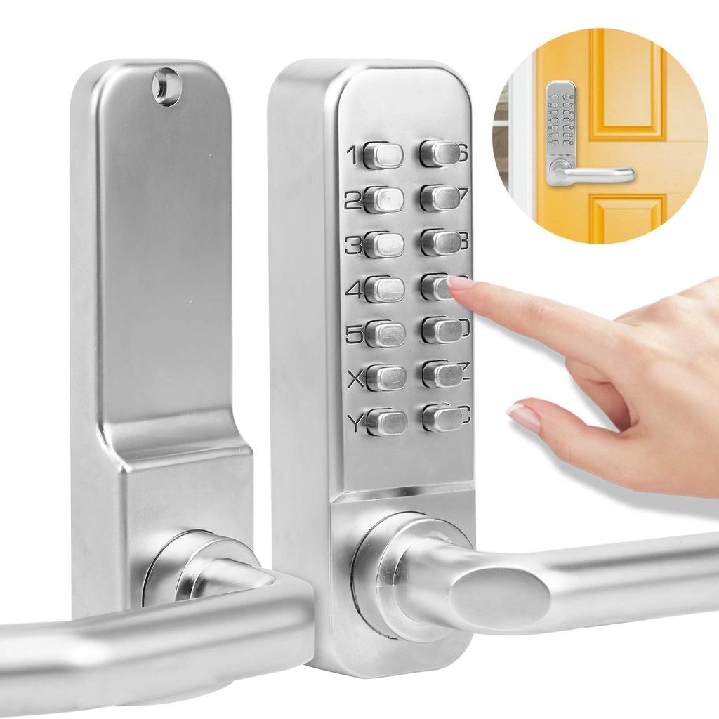 Mechanical Digital Door Lock, Keyless Lock, 4-7 Digit Combination Lock, Double-Sided Lever Handle, Waterproof, Zinc Alloy, No Battery Required, Suitab