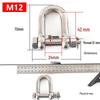 304 Stainless Steel D-Type Safety Shackle U-Type Lifting Eye Bolt with Nut, American Style.