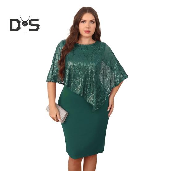 Ärmelloses Damen-Umhangkleid mit Paillettenbesatz Übergroßes Pailletten-Bodycon-Bleistiftkleid Damen Abend-Midikleid