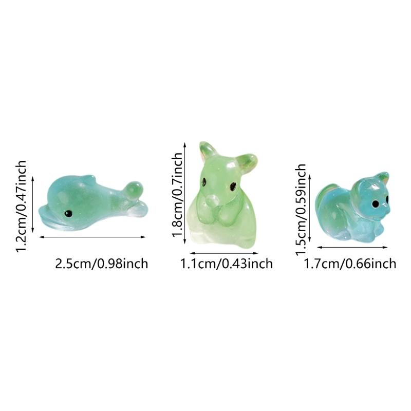 Set of 10 Miniature Mice Colorful Resin Figurines for Creative Cake Toppers Whale Cattle Kitten Shape
