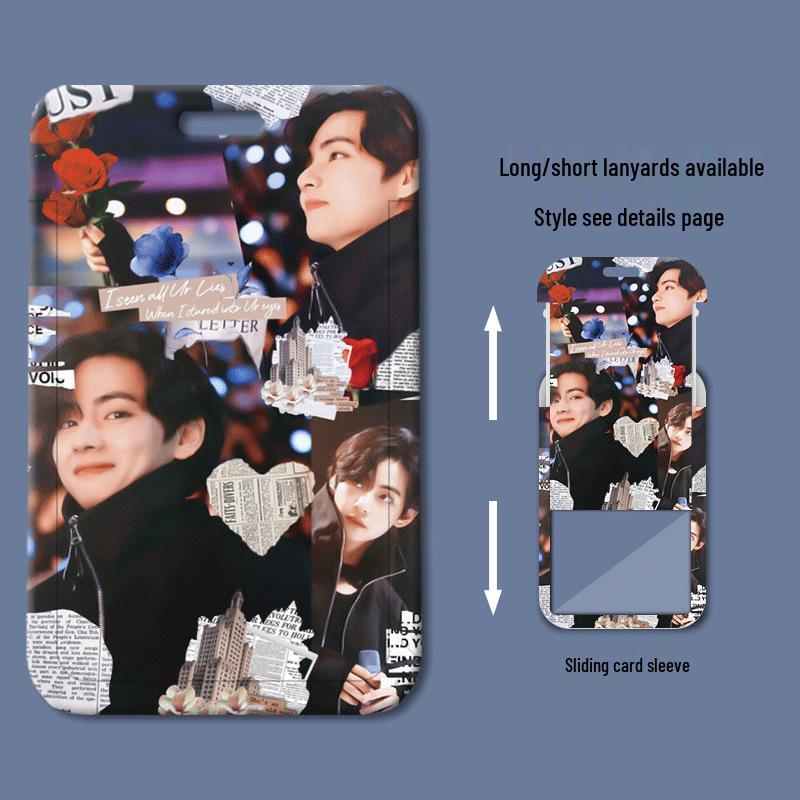 Kim Taehyung Sliding Plastic ID & Badge Holder for Students/Work/Bus Access