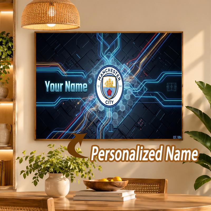Custom Name Manchester City 5D Diamond Painting Personalized Full Drill Diamond Art Kit Gift