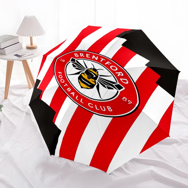 Bedruckter Fußballclub-Logo Bedruckter Faltschirm, Outdoor-, Freizeit-, und Regenschirm für Reisen, Strapazierfähiges Schirmgewebe, Geburtstags- und Feiertagsgeschenk