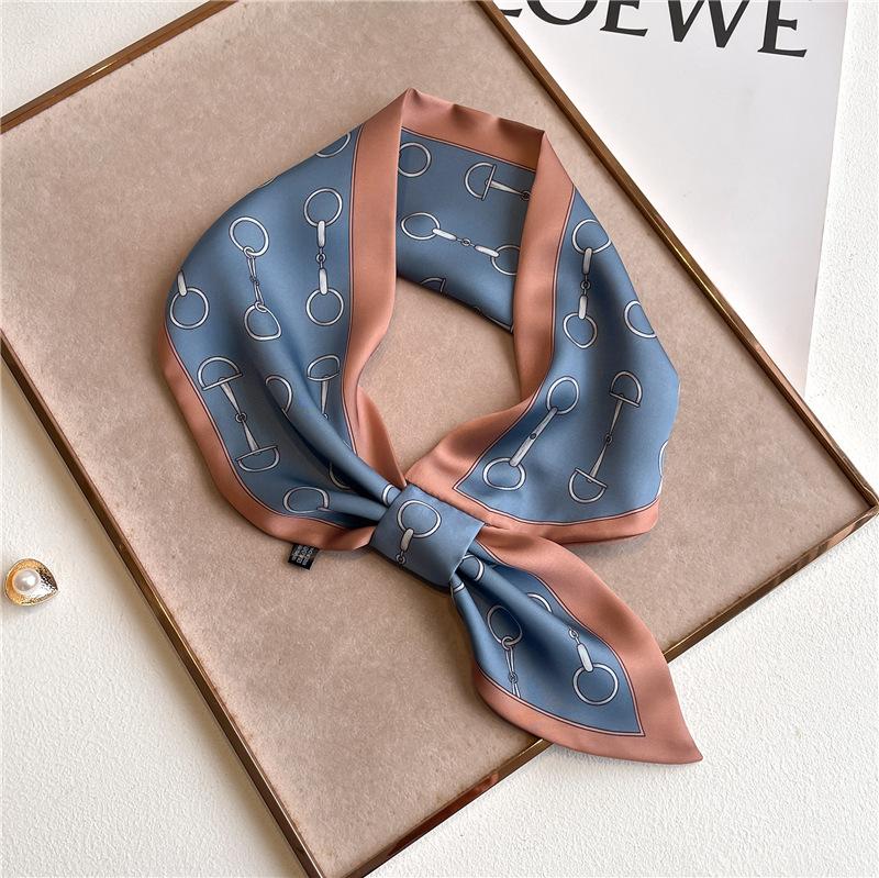 New Elegant Women's Slender Scarf Soft Satin Lightweight Chic Print Design for Spring Summer Versatile Neck Collar Accessory