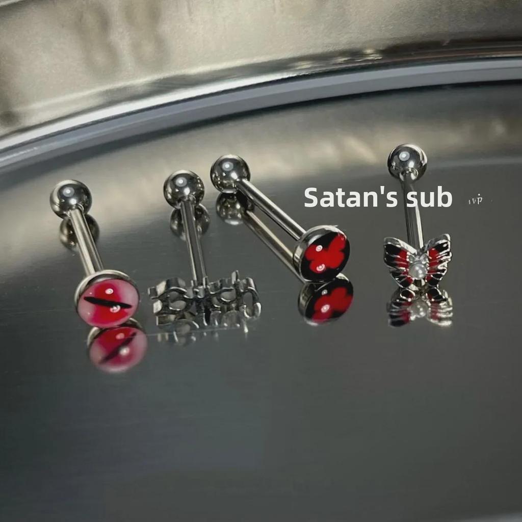 Satan's Child Butterfly Flower Titanium Tongue Stud - Sweet & Cool Design for Hot Girls