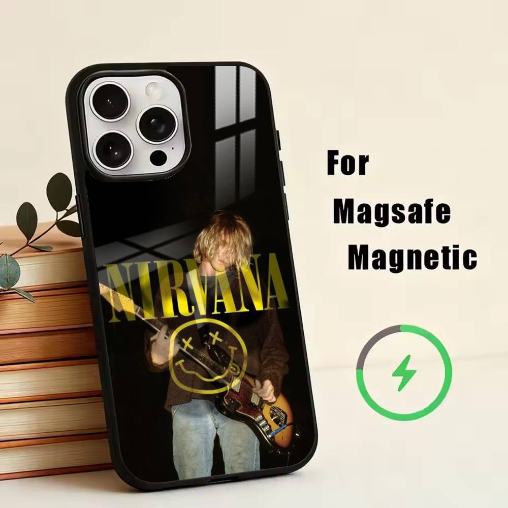 N-Nirvana  Phone Case For iPhone17,16,15,14,13,12,11 Plus,Pro Magnetic For Magsafe Wireless Charging