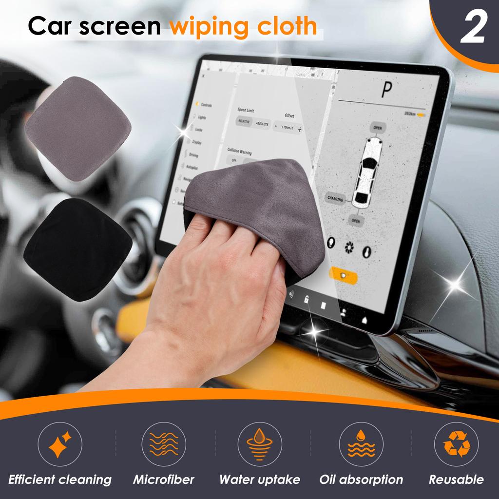 2Pcs Car Screen Cleaner Microfiber Cloth Reusable Auto Touchscreen Cleaning Wipes for Dashboard Car Display Tablet Cleaning Pads