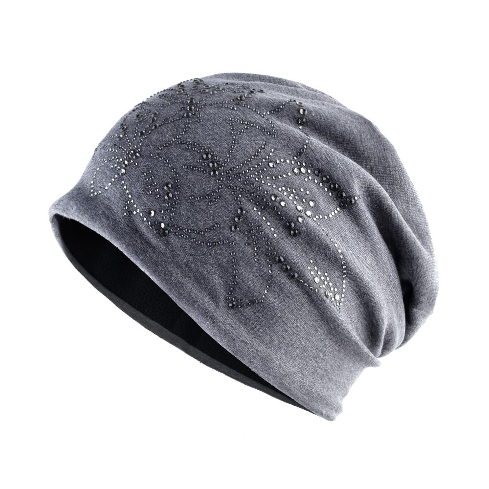 Female Beanie Autumn And Winter Caps Hip-hop Cap Flower Rhinestone Hats For Women Beanies Lady Hat