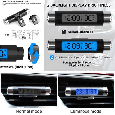 1X Tragbare 2-in-1 Auto Digital LCD Uhren & Temperaturanzeige Elektronische Uhr Thermometer Blaue Hintergrundbeleuchtung Autozubehör