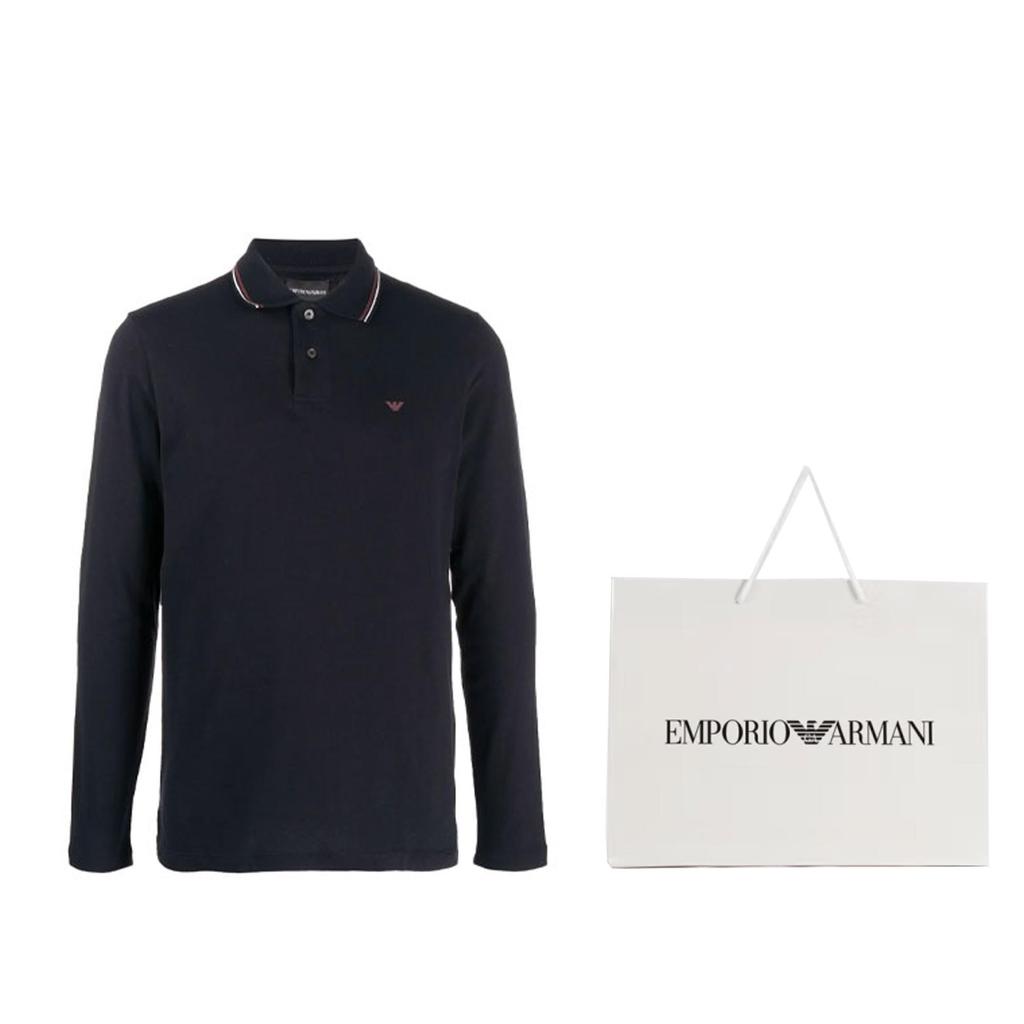 EMPORIO ARMANI Longsleeved Logo-print Polo Shirt 8N1FB5-1JPTZ-0920