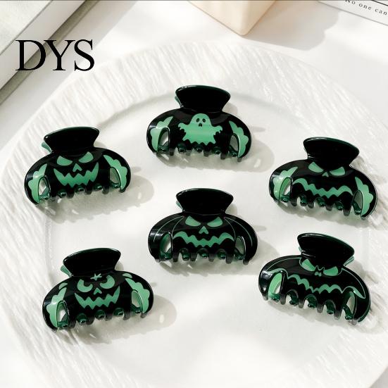 Luminous Ghost Shark Clips Halloween Hair Claw Clips, Pumpkin Pattern Acrylic Anti-slip Statement for Women Glow in The Dark Grippers Girls
