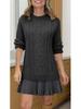 2025 Women's Sweet Cable Knit Chiffon Patchwork Mini Dress