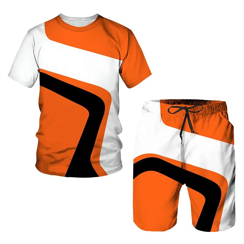Children's Summer Trendy Sportswear Harajuku Round Neck Short-sleeved T-shirt Casual Shorts 2-piece Set Outdoor Sports
