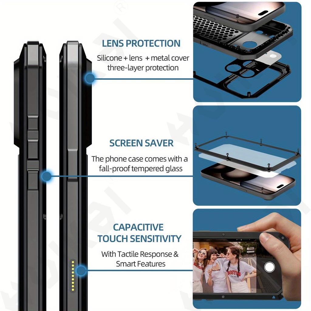 Suitable Case for IPhone 18 Pro Max 4G 5G 2026 with Metal Heavy Duty 360 Full Body Shockproof Armour Protective Cover