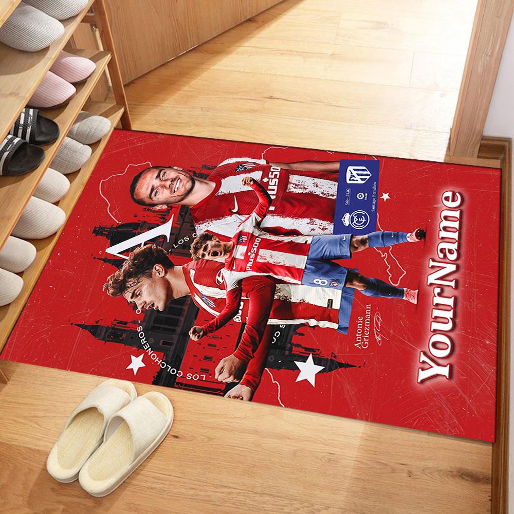 Atletico Madrid Customize Your Name Floor Rug Office Rug Suitable for Kitchen Dining Room Dormitory Playrooms Antislip Carpet Office home decor