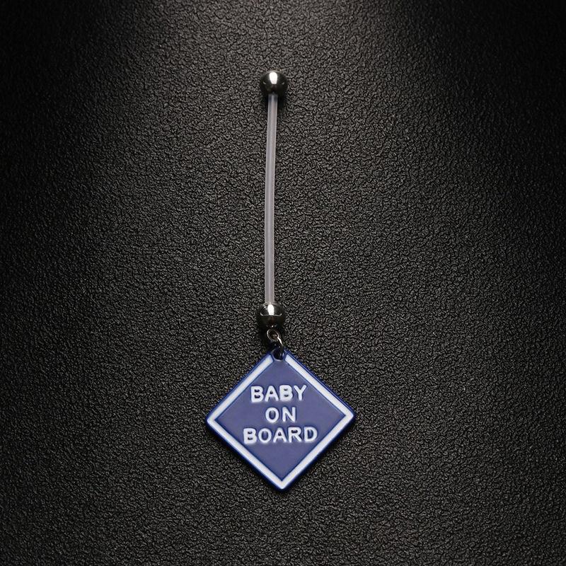 Kristall-Nabelring, Bauchnabelring „Baby an Bord“, baumelnder Körperpiercing-Schmuck, schönes Geschenk für Schwangere