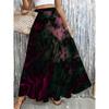 Plus Size Women Elegant Floral Print Skirt Casual Fashion Loose High Waist Long Vintage Midi A-line Skirts