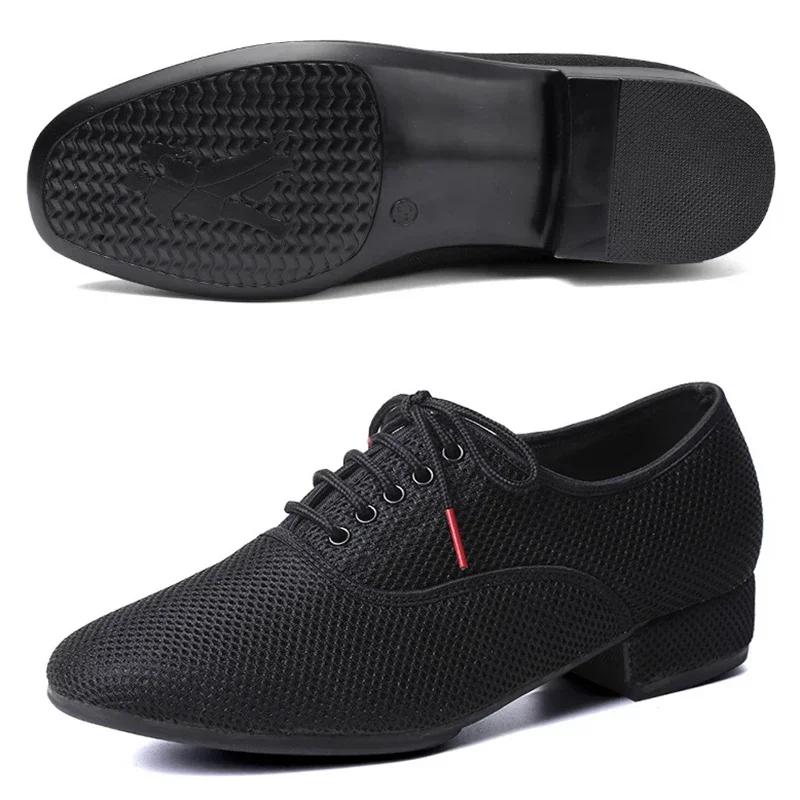 Männliche Latein-Tanzschuhe Herren Salsa Jazz Tanzen Jungen Ballsaal Modern Tango Schuhe Schwarzes Mesh Weiche Sohle Mann Trainingsschuhe 39-46