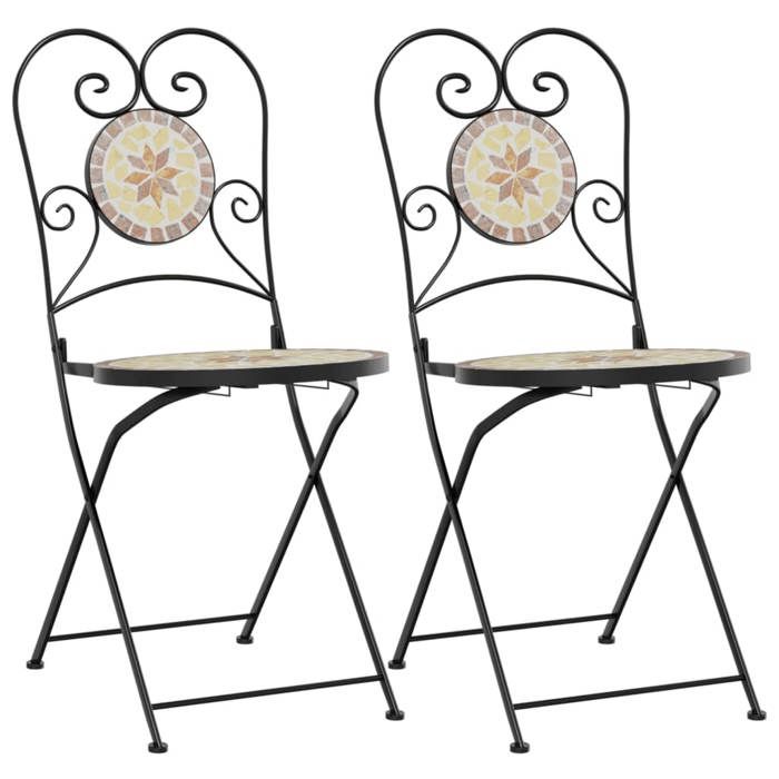 VidaXL Lot de 2 Chaises de Bistro Pliables, Sièges de Terrasse, Chaises de Balcon, Meubles de Patio Extérieur, Terre Cuite 4003407