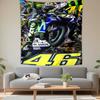 Tapestry Valentino Rossi No.46 Movistar Yamaha MotoGP Blue Collage Poster Wall Hanging for Fan Cave